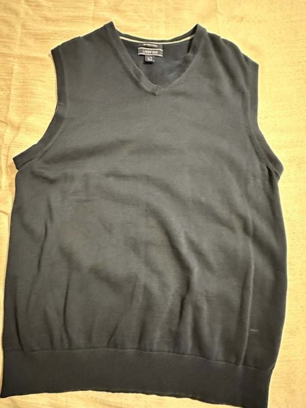 Lands' End Men's Black V-Neck Sweater Navy Size L